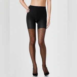 Spanx Sheers Swiss Dot Tights Black 397 Slimming Shaper Sz A